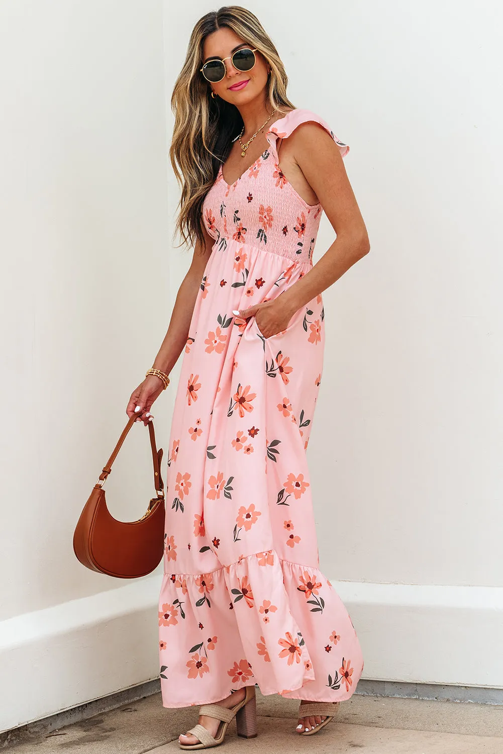 Threaded Pear Clare Floral High Waist Ruffle Hem Long Dress sold by Zulily product image thumbnail 4