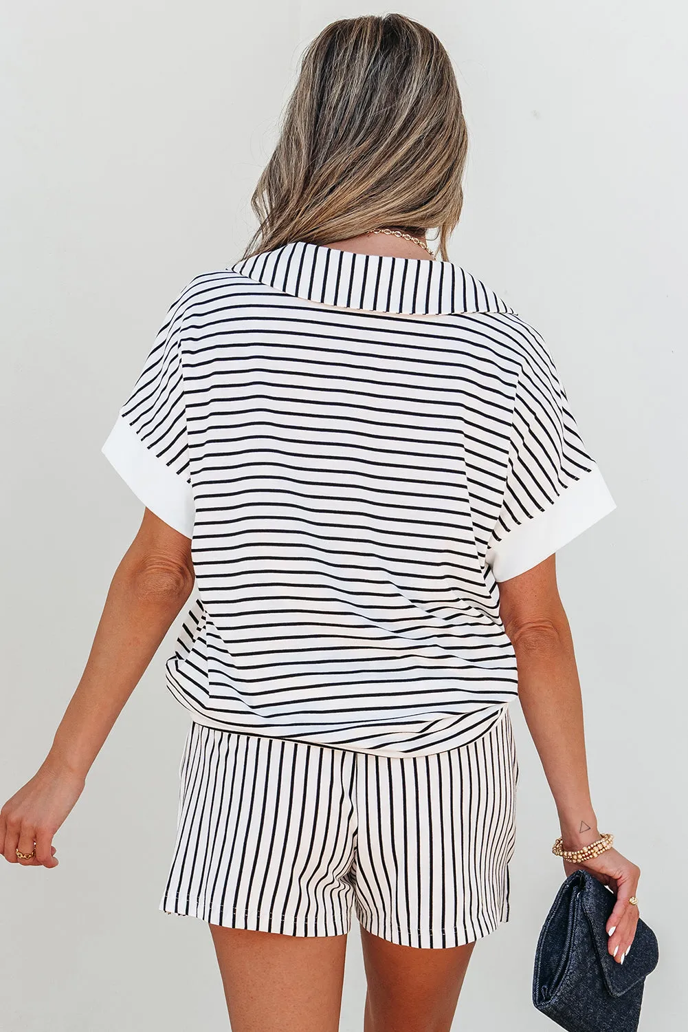 Threaded Pear Chloe Stripe V Neck Tee Short Set sold by Zulily product image thumbnail 2