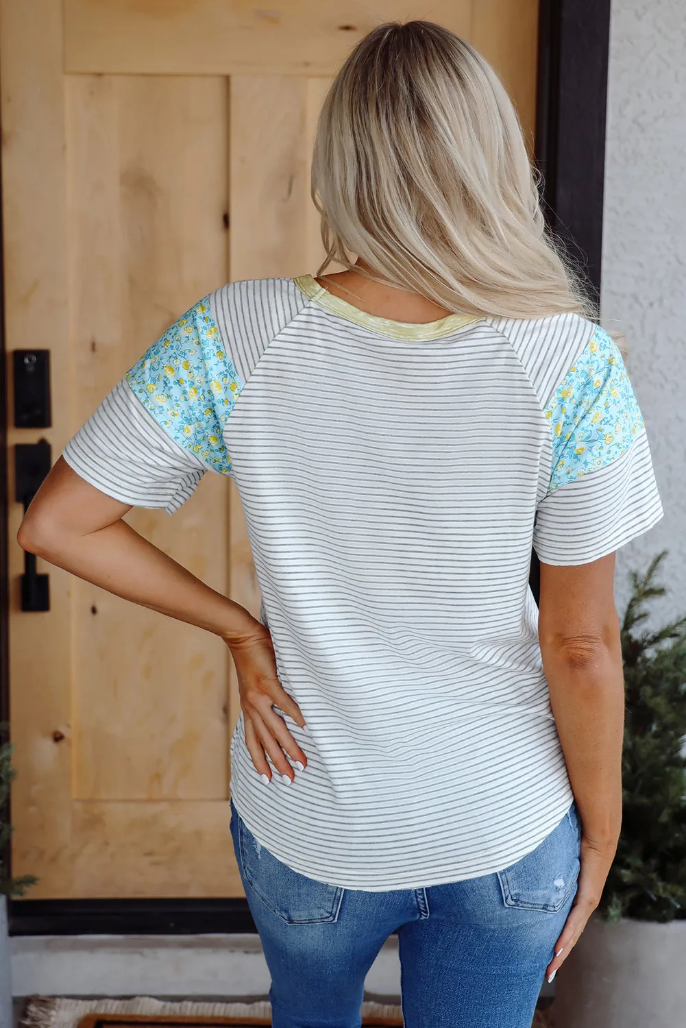 Threaded Pear Chana Stripe Floral Sleeves Top sold by Zulily product image thumbnail 2