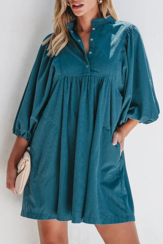 Threaded Pear Charlie Corduroy Button Dress made by Threaded Pear