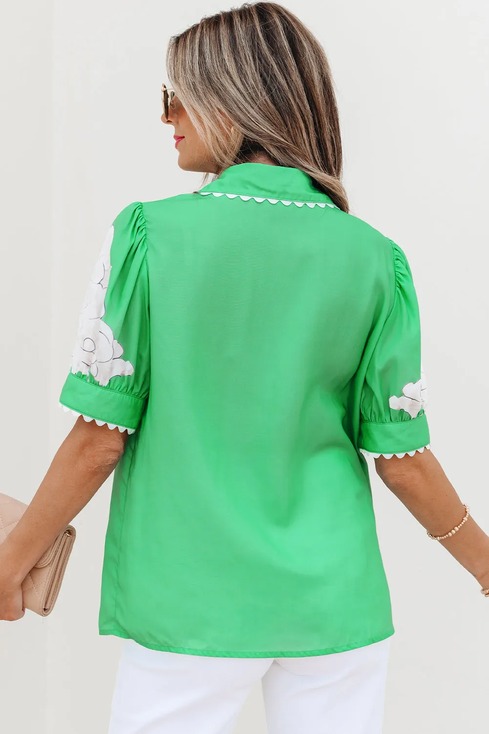 Threaded Pear Celina Floral Ric Rac Edge Sleeve Blouse sold by Zulily product image thumbnail 2