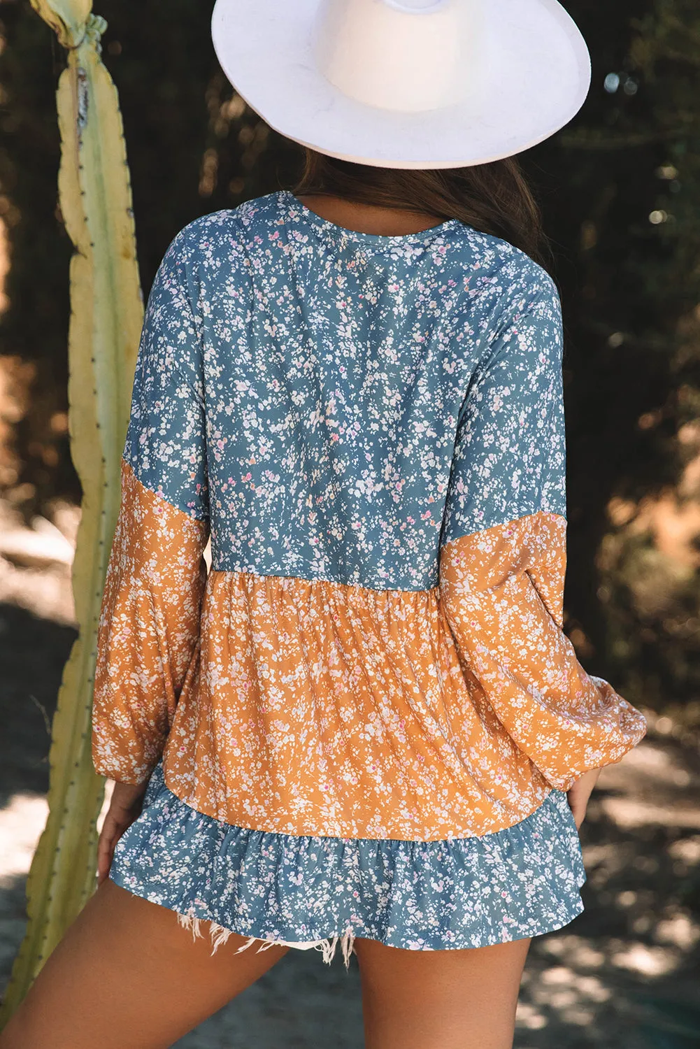 Threaded Pear Cecilia Floral Ruffled Hem Round Neck Blouse sold by Zulily product image thumbnail 2