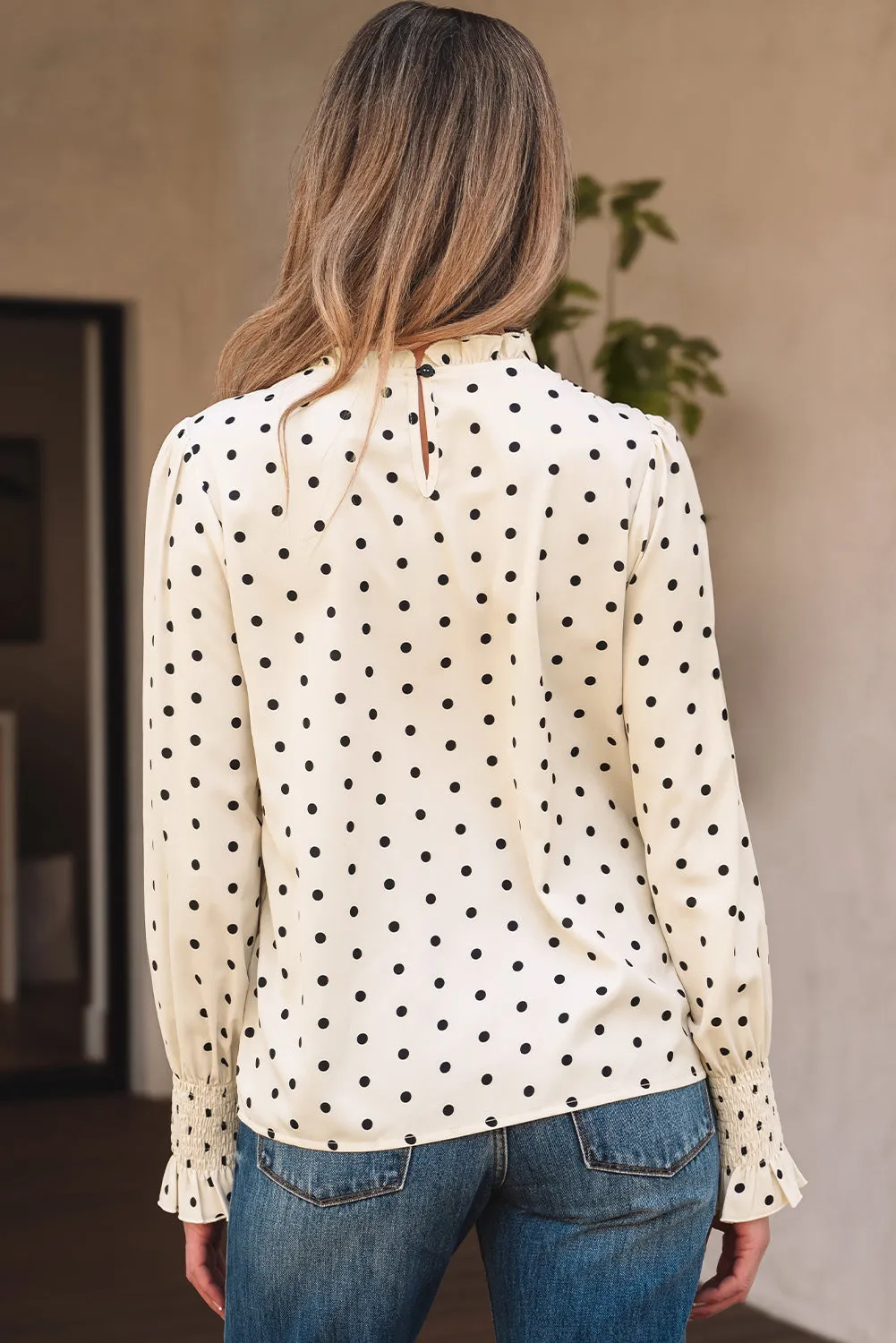 Threaded Pear Catalina Polka Dot Lantern Sleeve Blouse sold by Zulily product image thumbnail 2