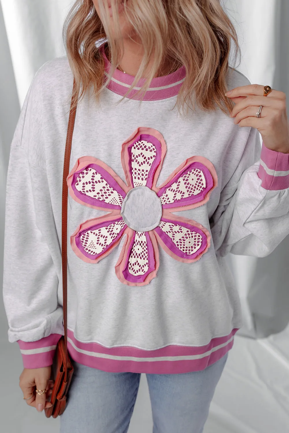 Threaded Pear Caroline Flower Crew Neck Sweatshirt sold by Zulily