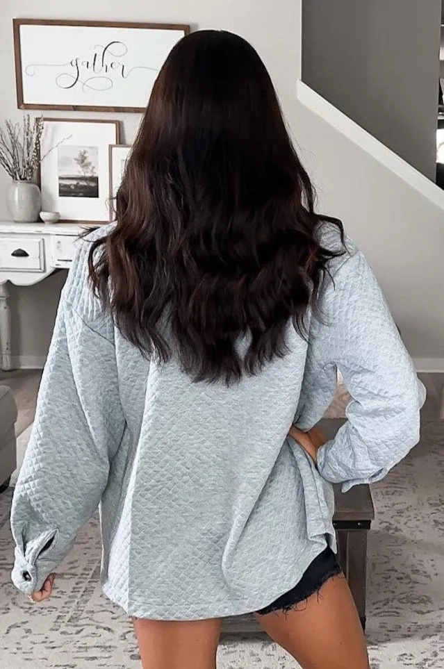 Threaded Pear Brooklynn Retro Quilted Flap Pocket Button Shacket sold by Zulily product image thumbnail 2