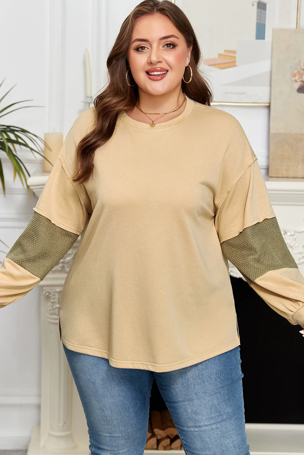 Threaded Pear Bethany Patchwork Drop Shoulder PLUS Pullover sold by Zulily product image thumbnail 5