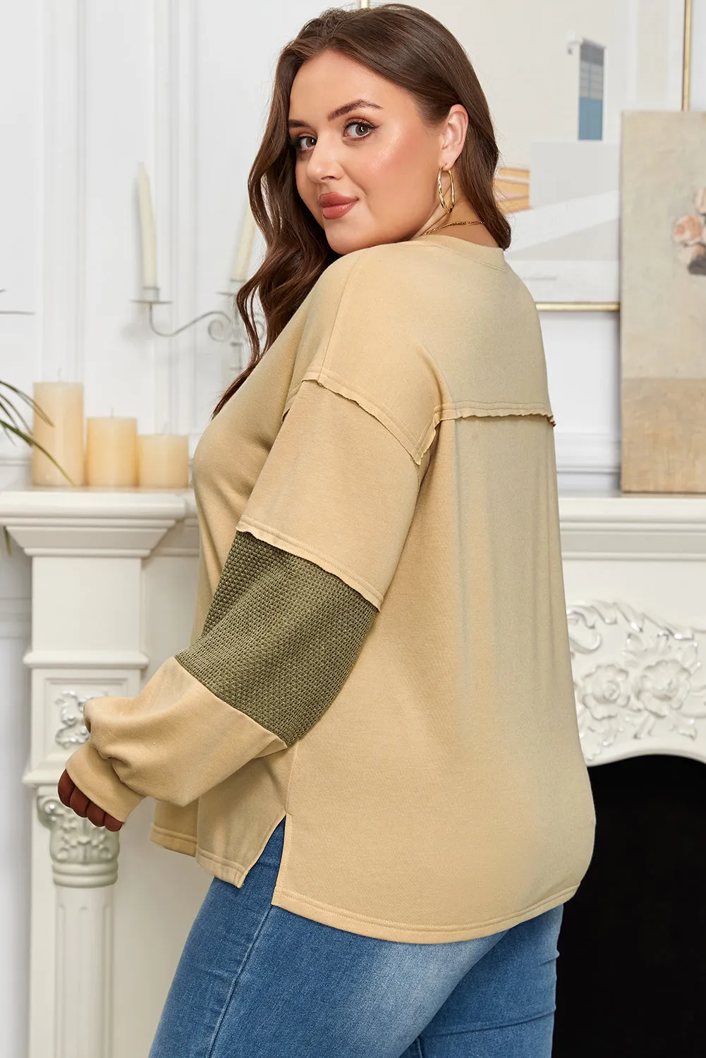 Threaded Pear Bethany Patchwork Drop Shoulder PLUS Pullover sold by Zulily product image thumbnail 2