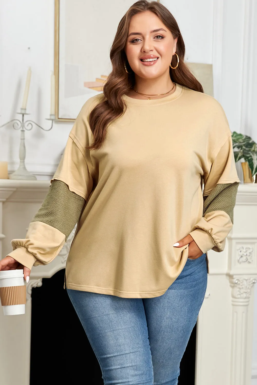 Threaded Pear Bethany Patchwork Drop Shoulder PLUS Pullover sold by Zulily product image thumbnail 3