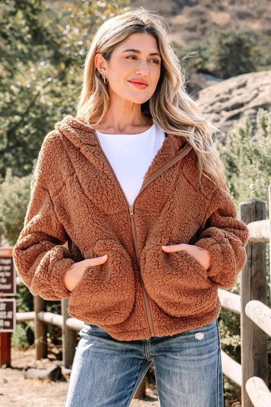 Threaded Pear Bethany Up Hooded Sherpa Jacket made by Threaded Pear