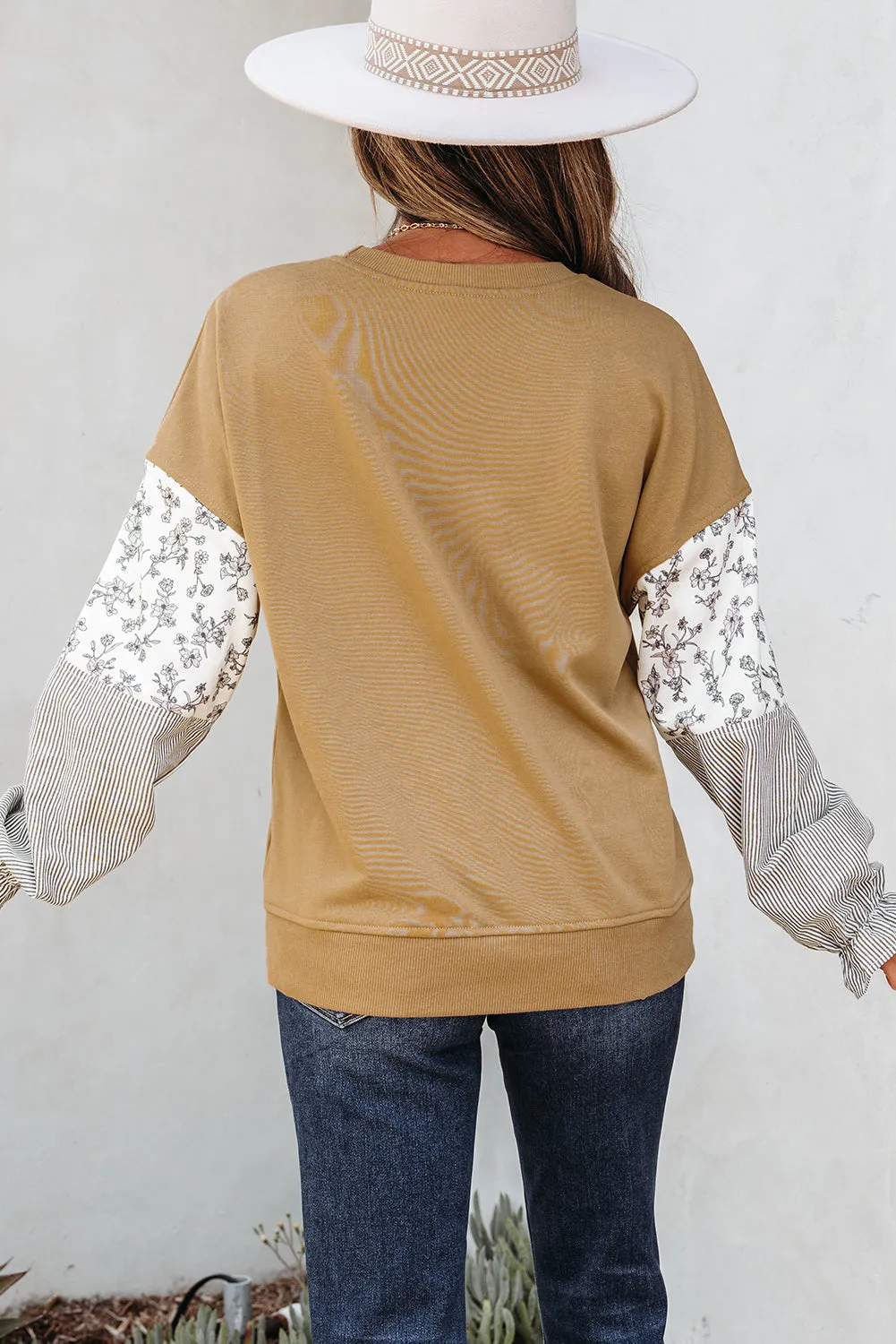 Threaded Pear Beazita Patchwork Ruffled Sleeve Sweatshirt sold by Zulily product image thumbnail 2