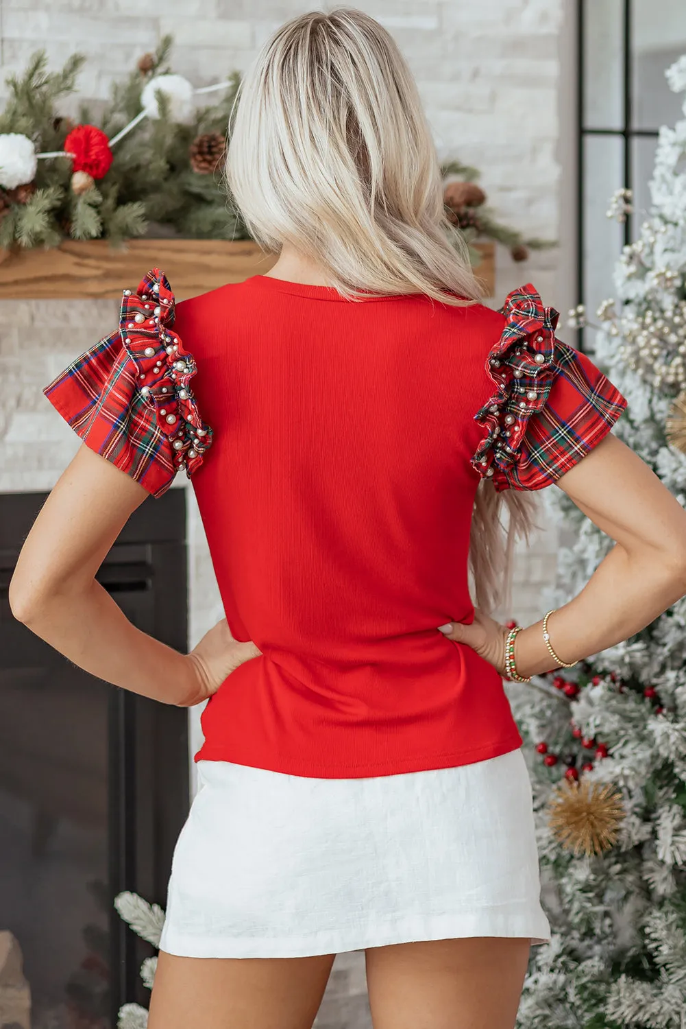 Threaded Pear Beatriz Ruffle Short Sleeve PLUS Blouse sold by Zulily product image thumbnail 2
