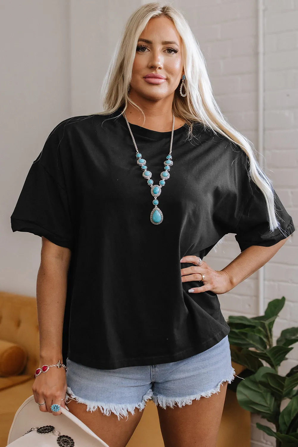 Threaded Pear Ayra Loose Half Sleeve Hi Low Hem Top sold by Zulily product image thumbnail 5