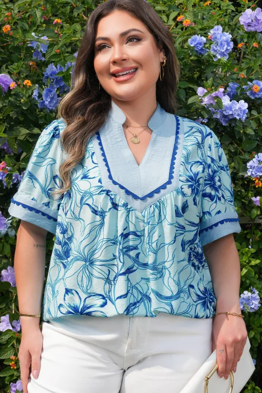 Threaded Pear Aylin Floral Short Sleeve PLUS Blouse made by Threaded Pear