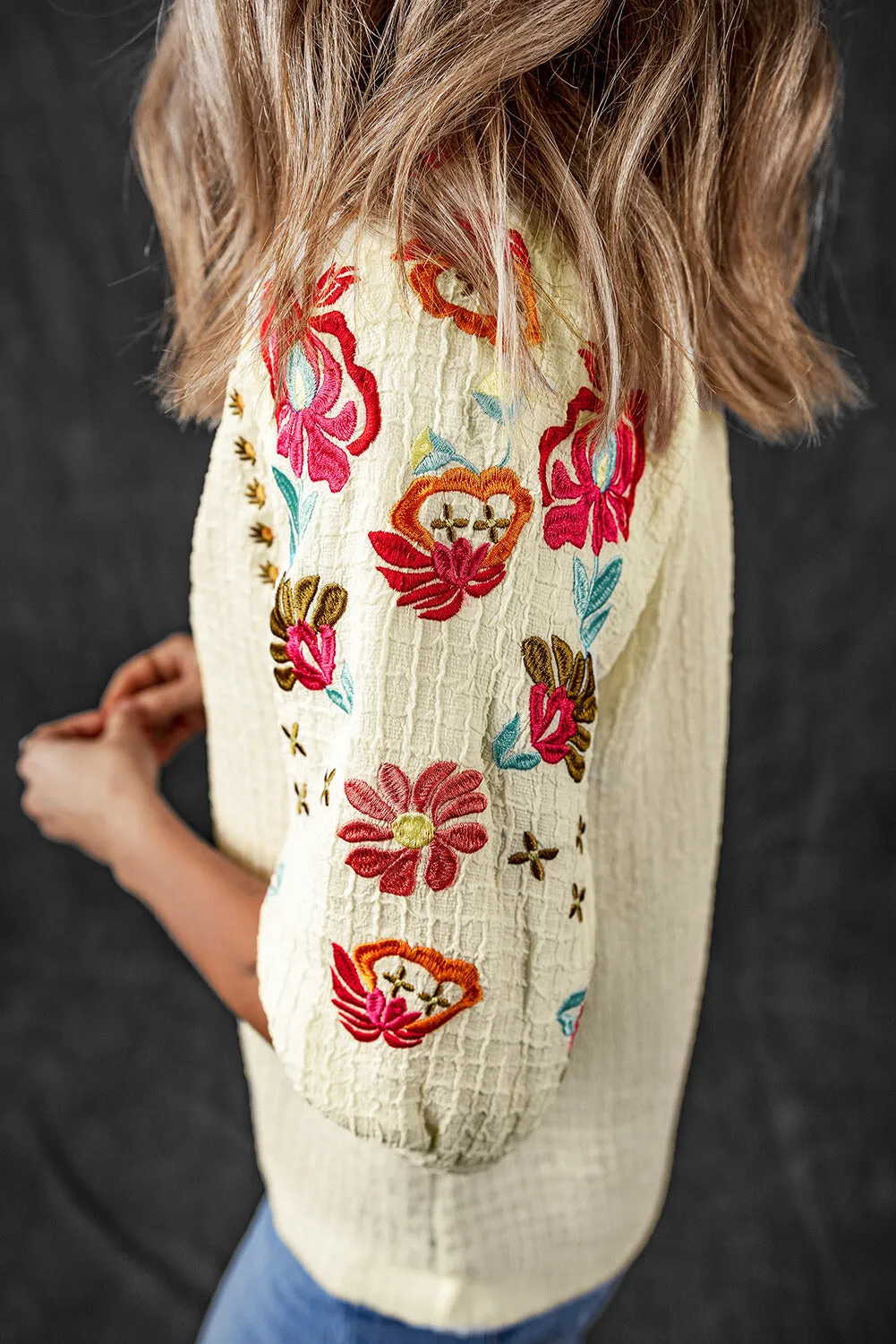 Threaded Pear August Floral Embroidered Puff Sleeve Blouse sold by Zulily product image thumbnail 3