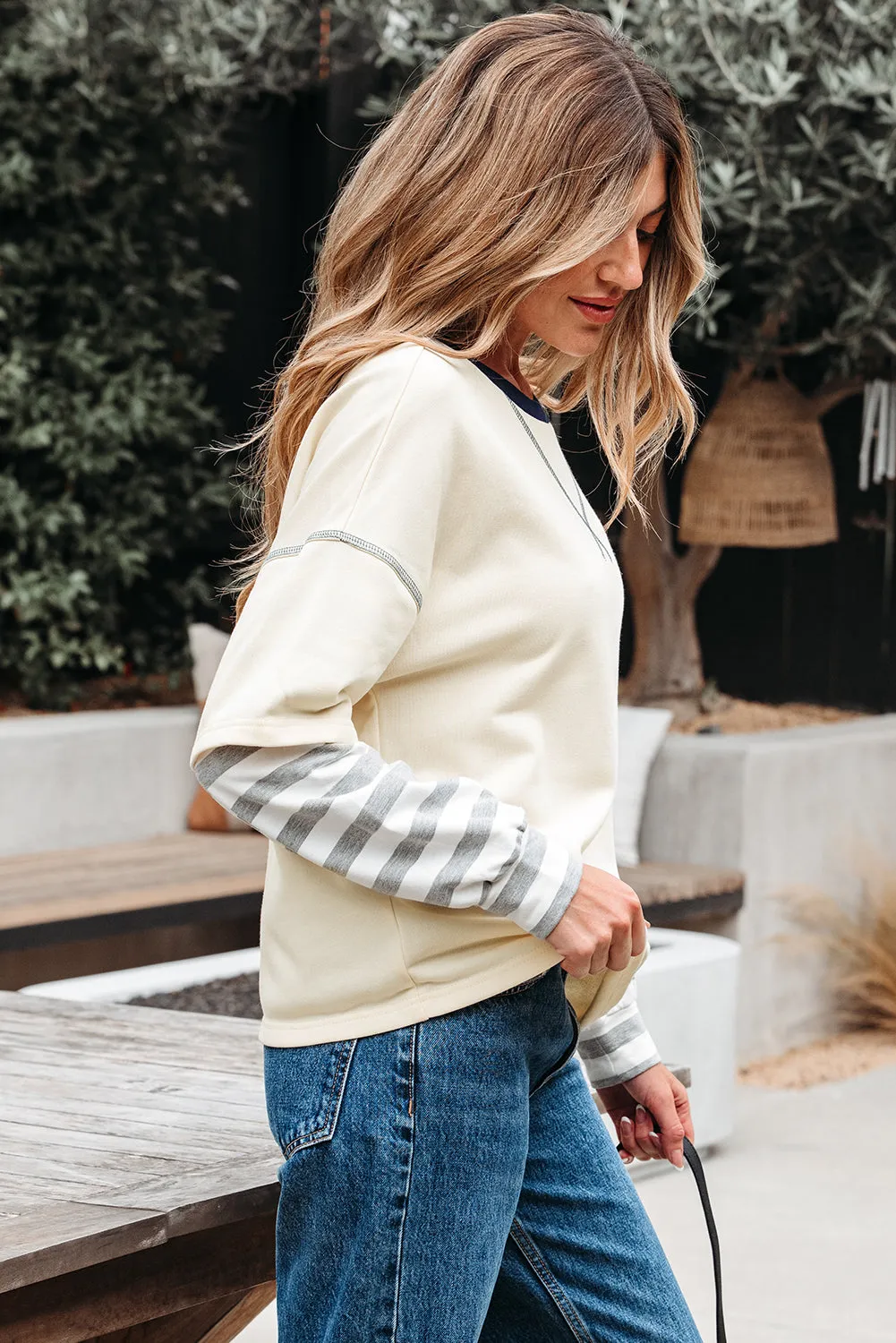 Threaded Pear Ashley Striped Long Sleeve Two-in-one Top sold by Zulily product image thumbnail 3