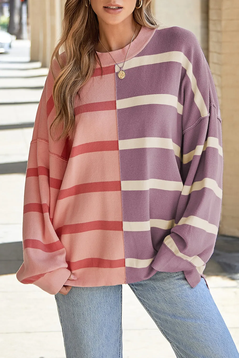 Threaded Pear Araya Stripe Oversized Sweater sold by Zulily