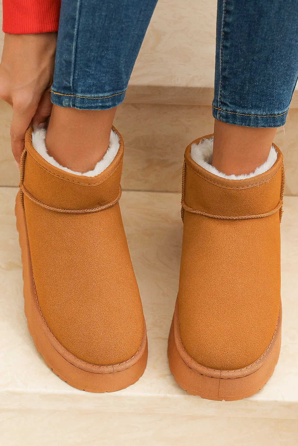Threaded Pear Anna Fur Lined Suede Ankle Snow Boots sold by Zulily