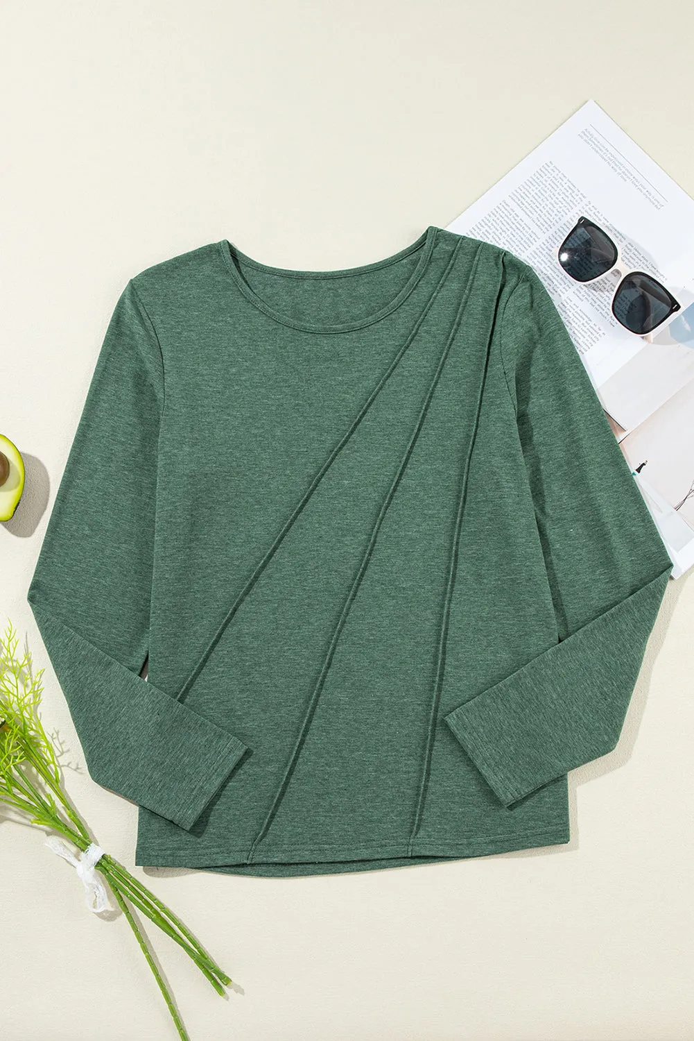 Threaded Pear Anna Asymmetric Seam Detail Long Sleeve Top sold by Zulily product image thumbnail 5