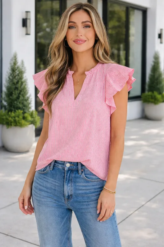 Threaded Pear Anaya Ruffled Short Sleeve Blouse made by Threaded Pear