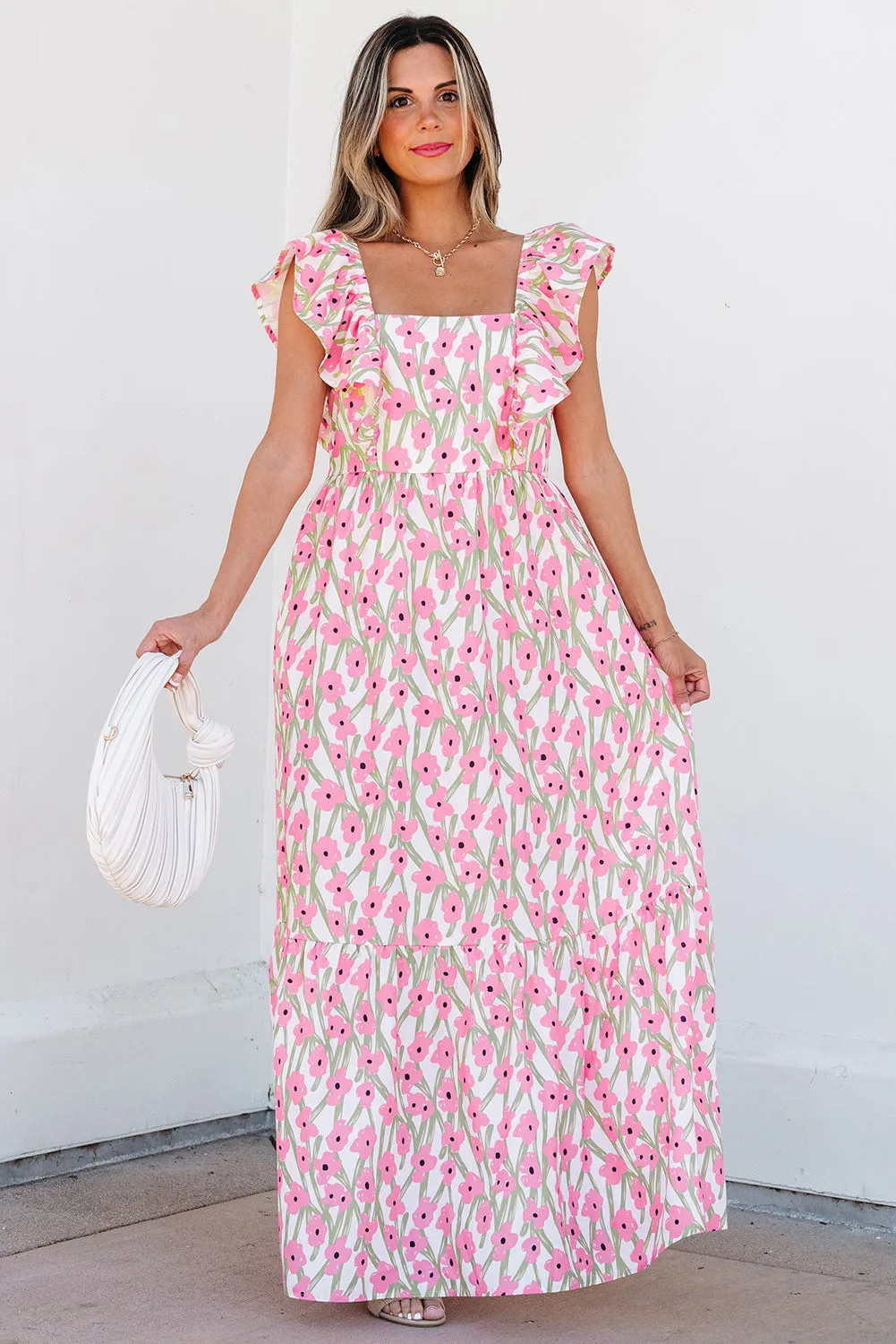 Threaded Pear Angelica Floral Ruffled Strap Maxi Dress sold by Zulily product image thumbnail 5