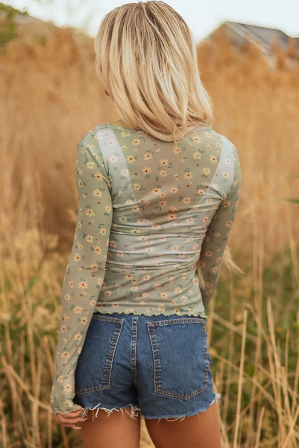 Threaded Pear Amber Vintage Floral Mesh Long Sleeve Top sold by Zulily product image thumbnail 2