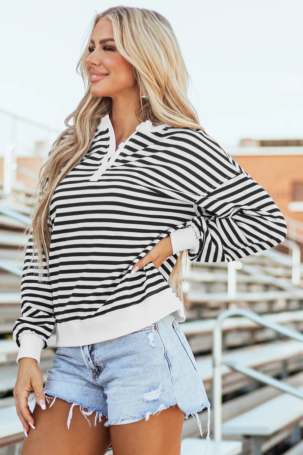 Threaded Pear Amara Stripe Oversized Sweatshirt sold by Zulily product image thumbnail 3