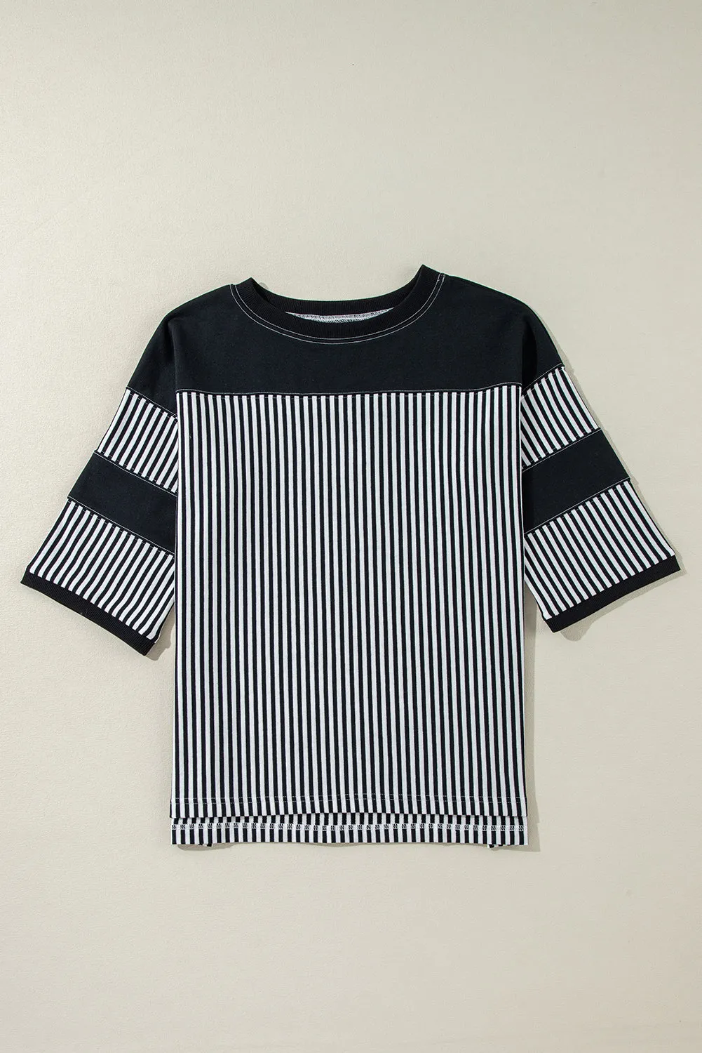 Threaded Pear Aliyah Striped Patchwork 3/4 Sleeve Casual Top sold by Zulily product image thumbnail 5
