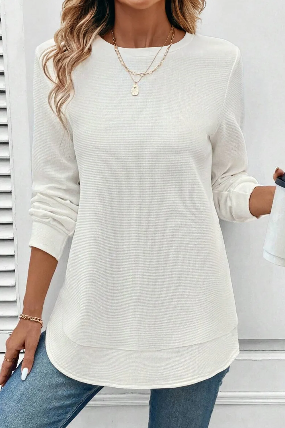 Threaded Pear Allison Waffle Long Sleeve Top sold by Zulily product image thumbnail 4
