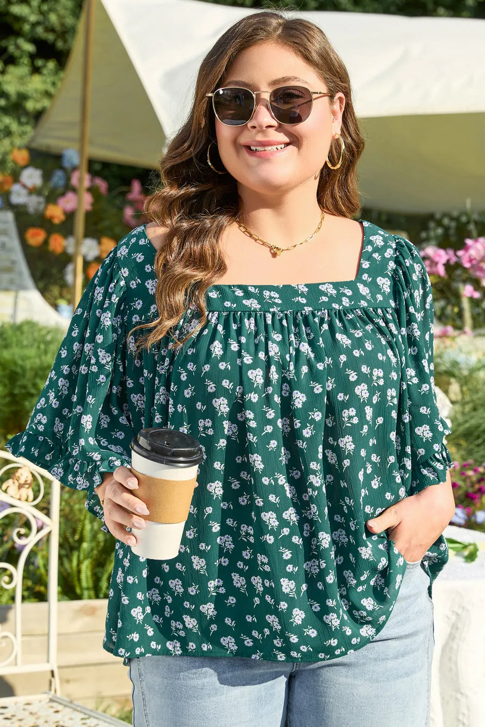 Threaded Pear Adelynn Square Ruffled Trim PLUS Blouse sold by Zulily product image thumbnail 3