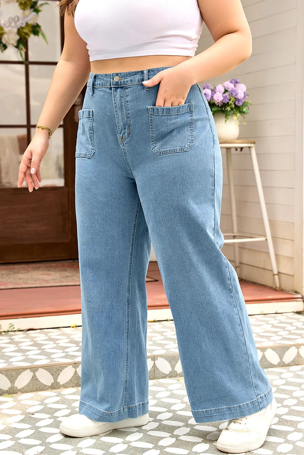 Threaded Pear Adelyn Textured Wide Leg PLUS Jeans sold by Zulily product image thumbnail 4