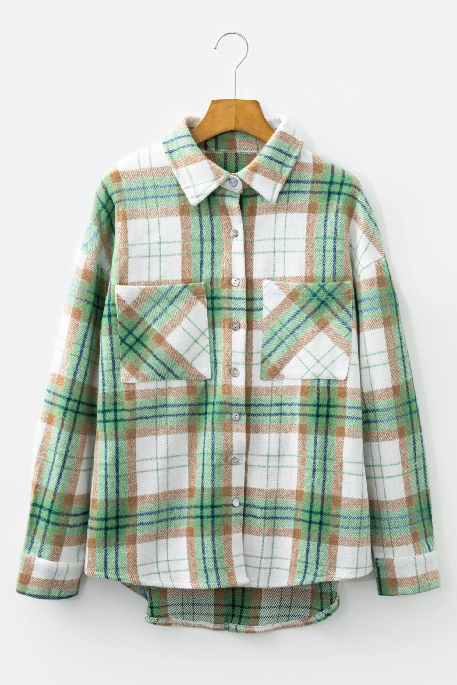 Threaded Pear Abigail Plaid Casual Flannel Shacket sold by Zulily