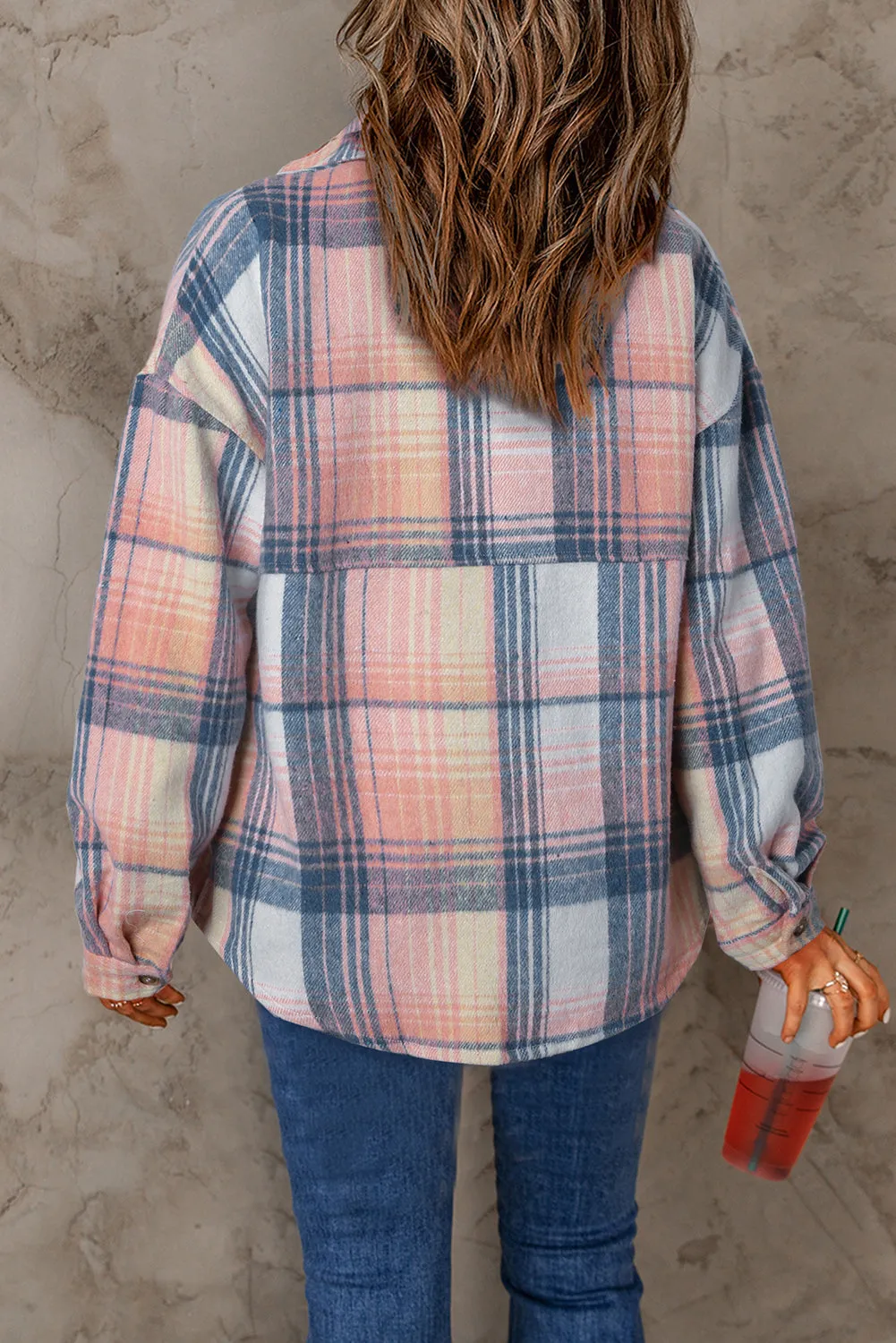 Threaded Pear Addison Plaid Flap Pockets Shacket sold by Zulily product image thumbnail 2