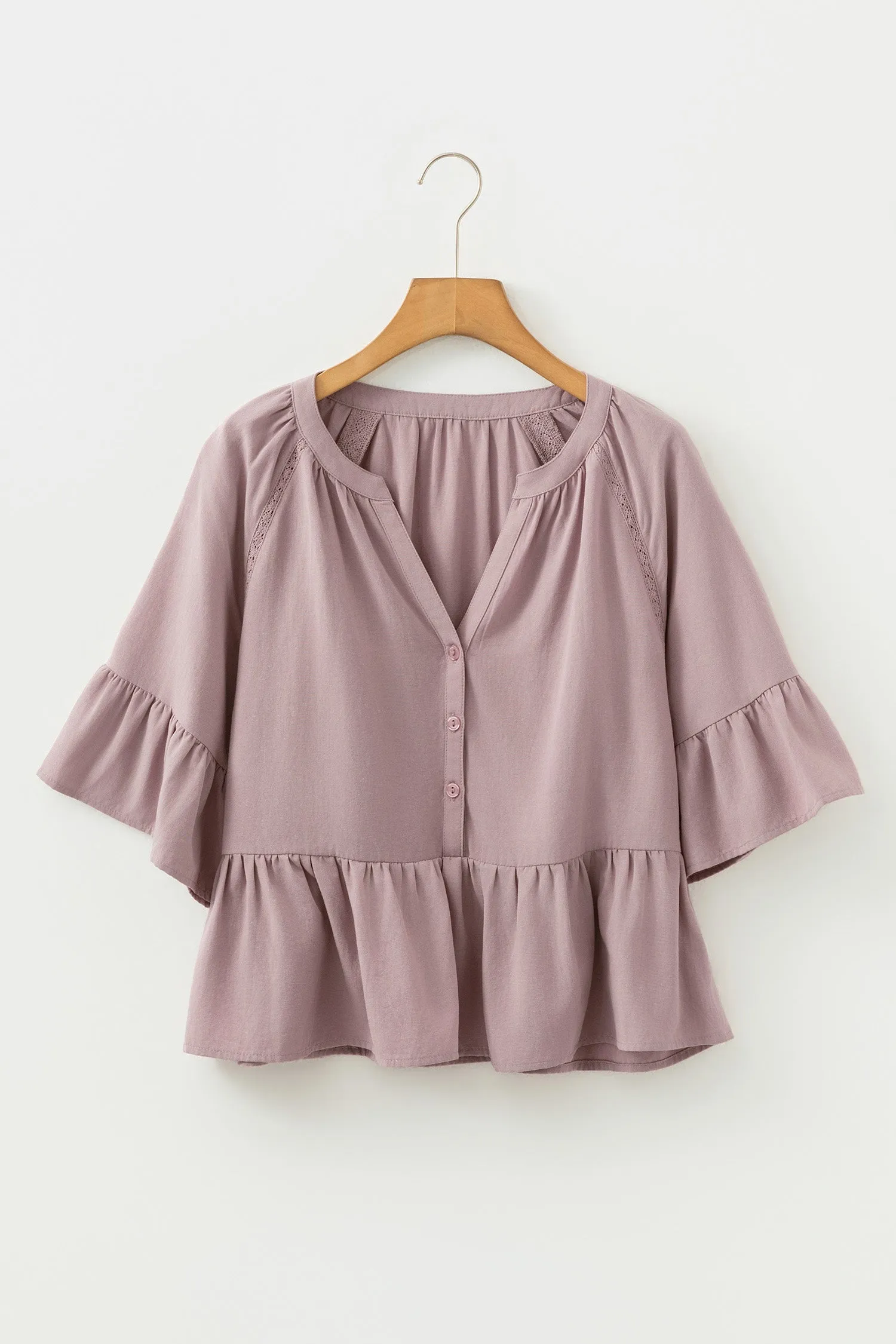 Threaded Pear Ainsley Slit Ruffled Loose Blouse sold by Zulily product image thumbnail 3