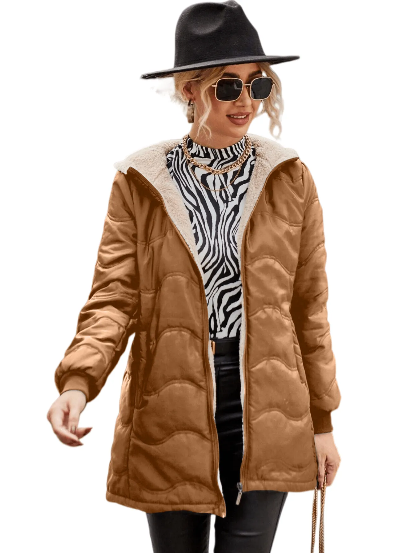 Chic YC Women's Reversible Hooded Puffer Jacket sold by Zulily product image thumbnail 2