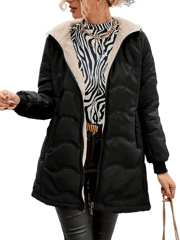 Chic YC Women's Reversible Hooded Puffer Jacket made by Zulily