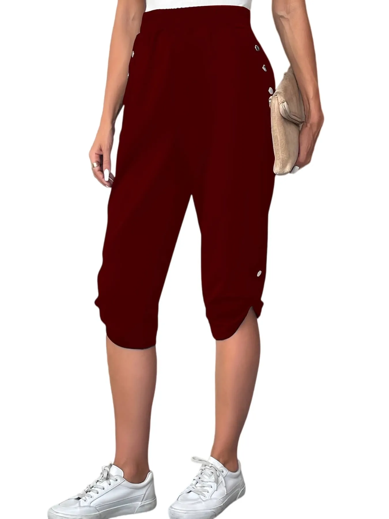 Chic YC Women's Elastic Waist Capri Pants with Pockets sold by Zulily