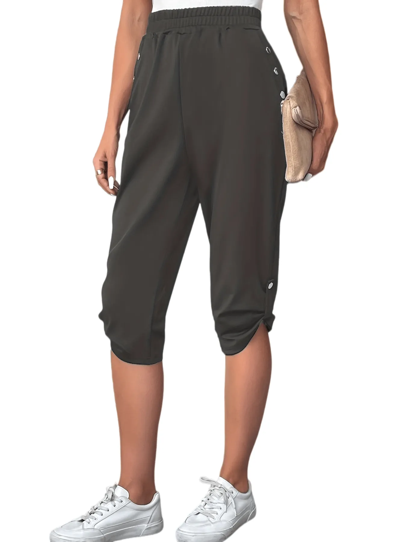 Chic YC Women's Elastic Waist Capri Pants with Pockets sold by Zulily product image thumbnail 5
