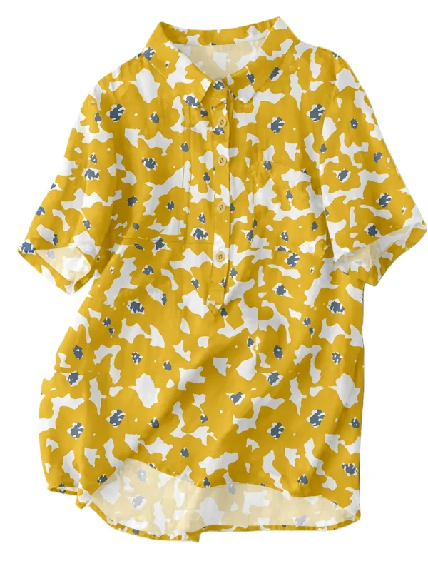 Chic YC Women's Abstract Print Button-Down Shirt Summer Casual Oversized Short-Sleeve Blouse made by Zulily