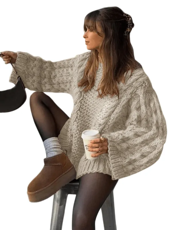 Chic YC Women's Sweater Oversized Cable Knit Chunky Long Sleeve made by Zulily