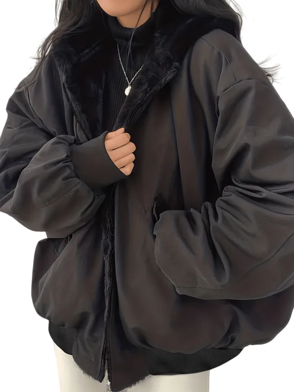 Chic YC Women Reversible Hooded Thickened Jacket made by Zulily