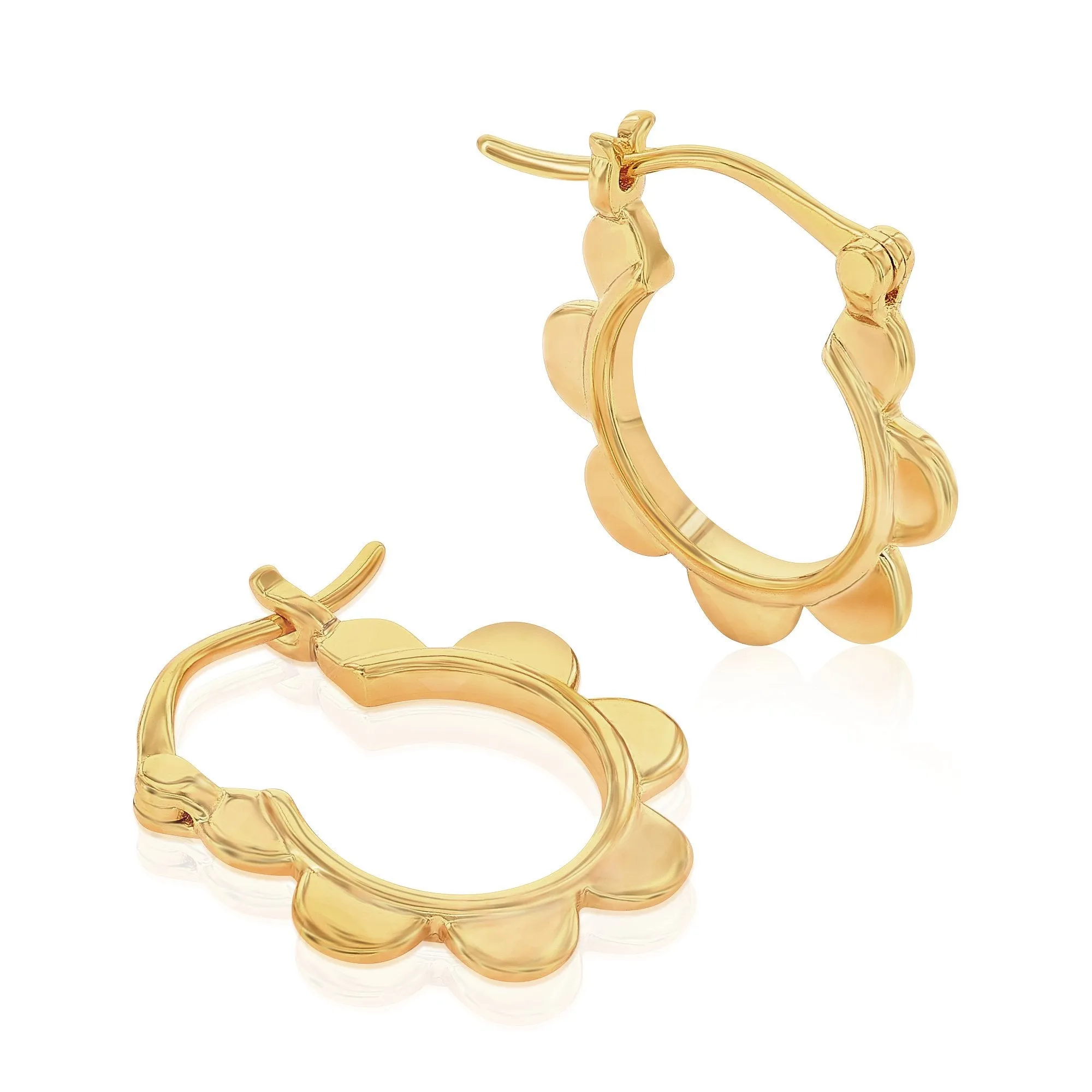 The "Flower" Gold Hoop Earrings sold by Zulily product image thumbnail 2