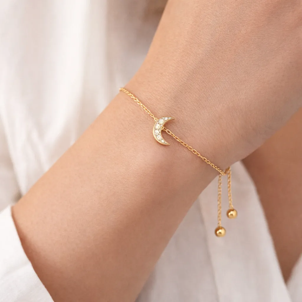 14K Gold Plated Crystal Moon Adjustable Bracelet sold by Zulily product image thumbnail 2