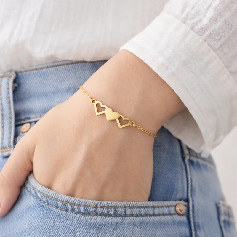 Triple Heart Chain Bracelet made by Zulily