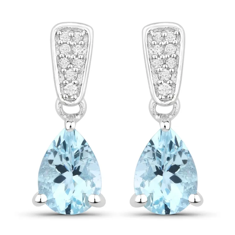 Genuine Silver and Aquamarine Lab Diamond Dangle Earrings made by Zulily