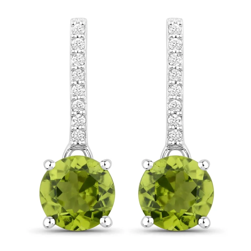Genuine Peridot and Diamond Silver Dangle Earrings made by Zulily
