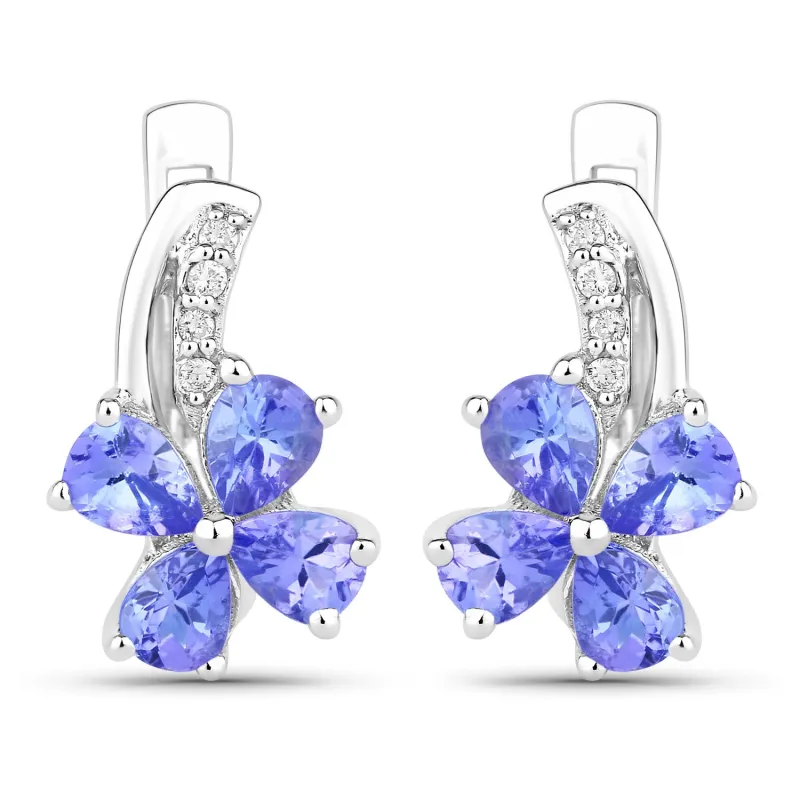 Genuine Purple Tanzanite Lab Diamond Silver Floral Earrings made by Zulily