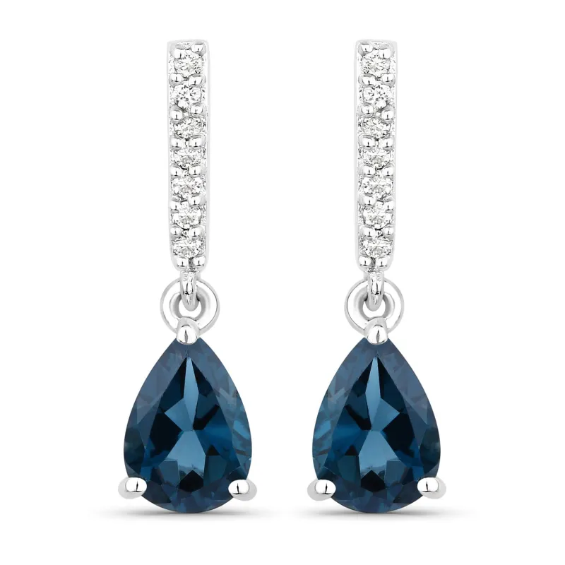 Genuine London Blue Topaz and Lab Diamond Silver Dangle Earrings made by Zulily