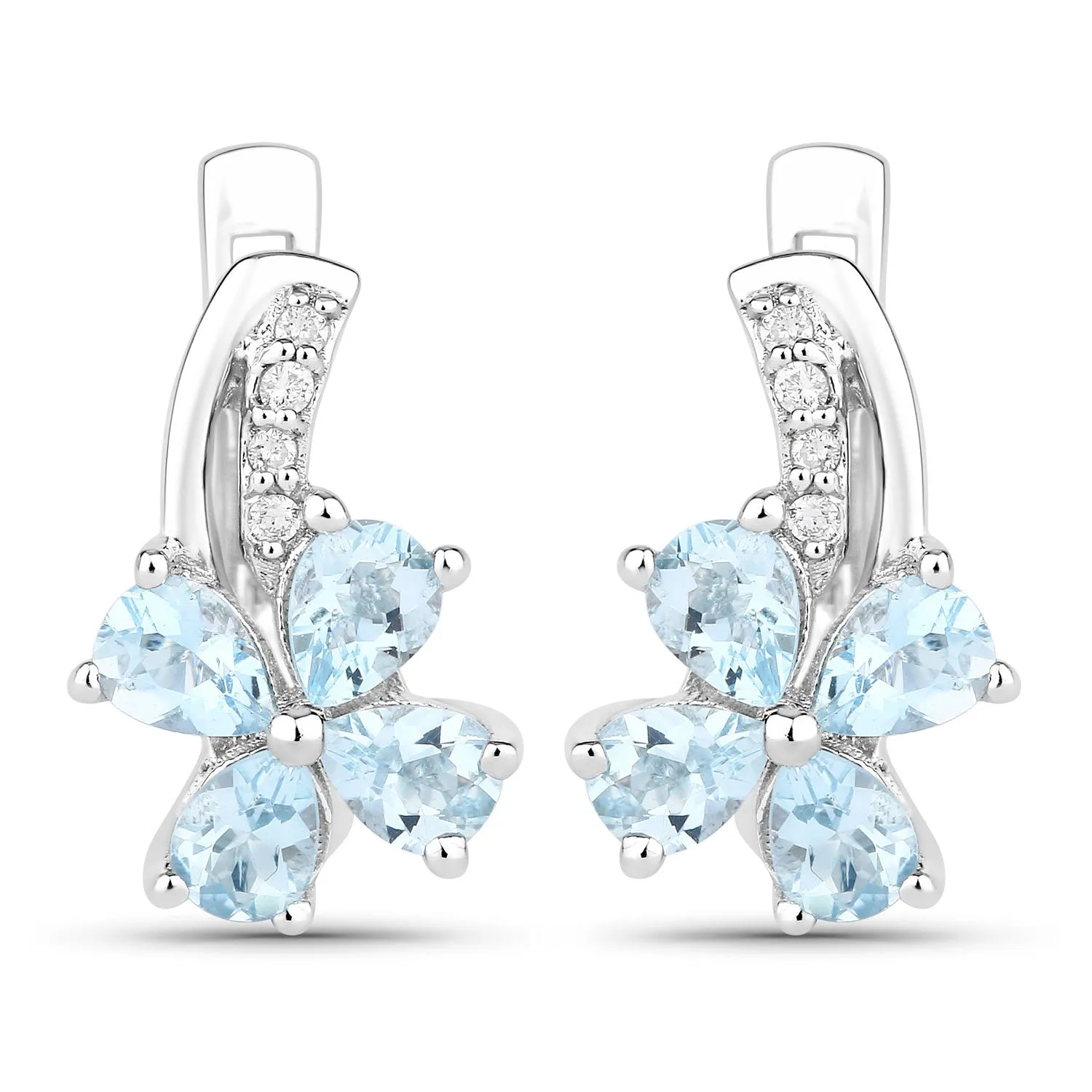 Genuine Blue Aquamarine Lab Diamond Silver Floral Earrings sold by Zulily