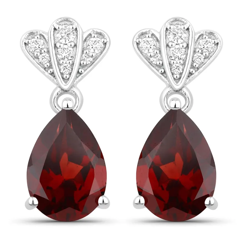 Fine Color Jewels 3.96 Ct. Genuine Mozambique Garnet and Lab Diamond Sterling Silver Dangle Earrings made by Zulily