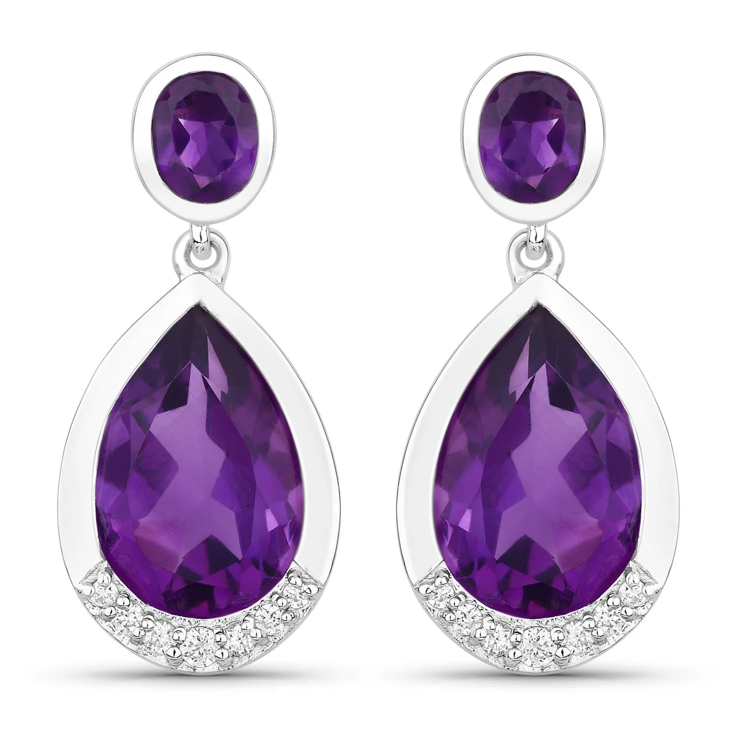 Genuine Amethyst and Lab Diamond Silver Dangle Earrings sold by Zulily product image thumbnail 2